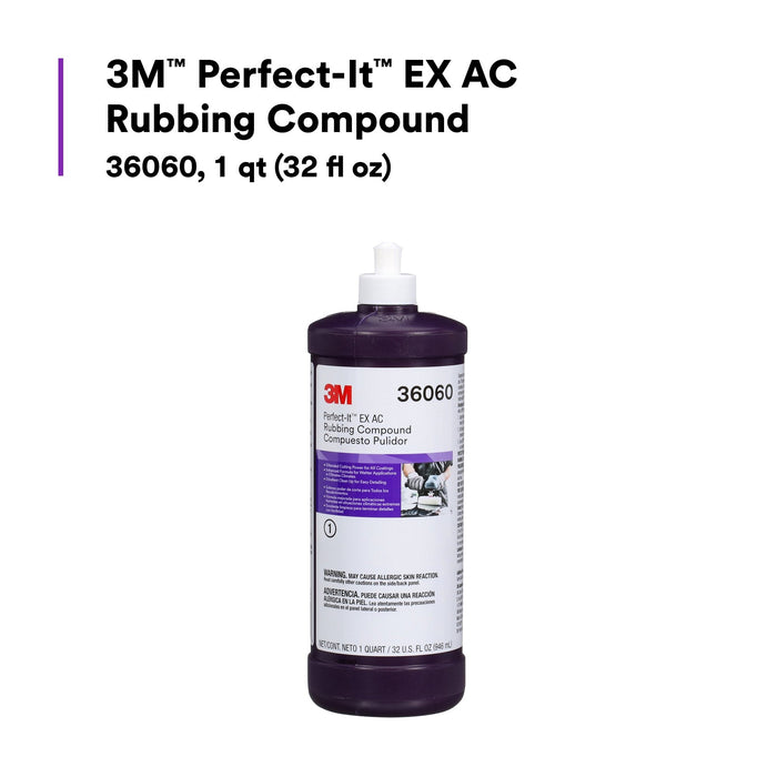 3M Perfect-It EX AC Rubbing Compound, 36060, 1 qt (32 fl oz), 6 percase