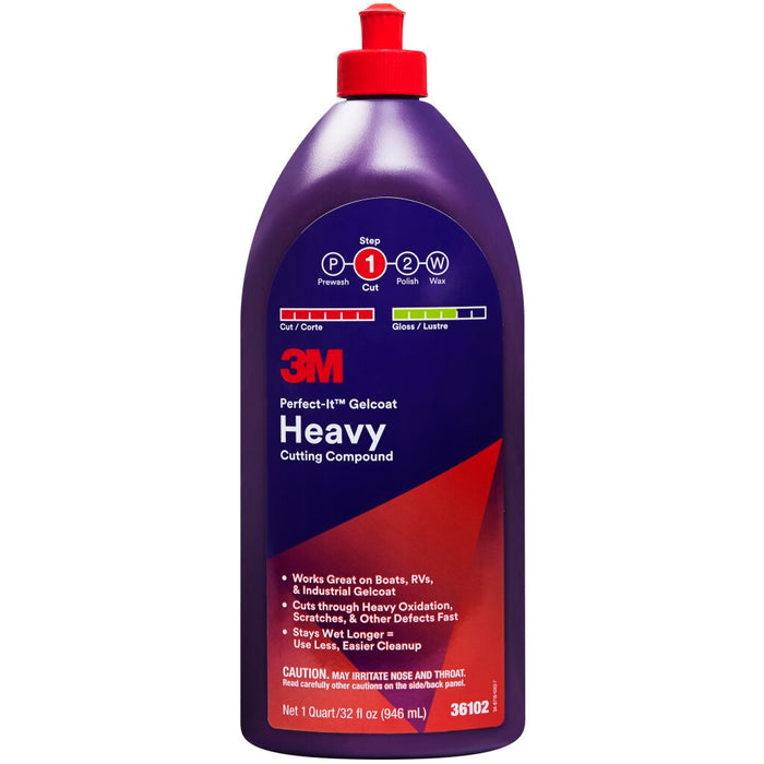 3M Perfect-It Gelcoat Heavy Cutting Compound, 36102, 1 quart (946 mL)