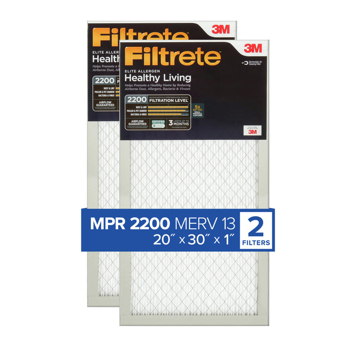 Filtrete Elite Allergen Reduction Filter EA22-2PK-1E, 20 in x 30 in x 1 in