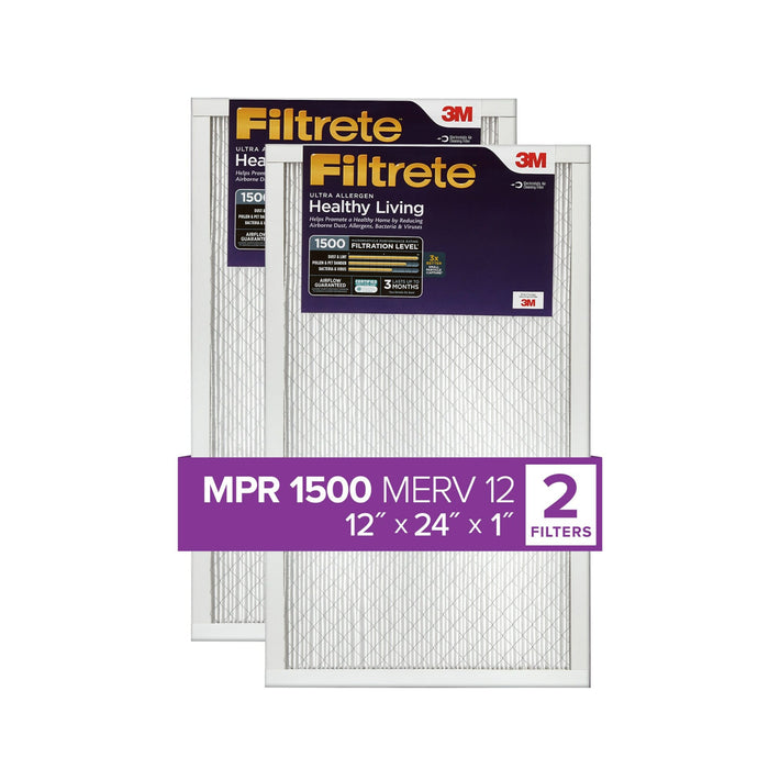 Filtrete Ultra Allergen Reduction Filter UR20-2PK-1E, 12 in x 24 in x 1 in