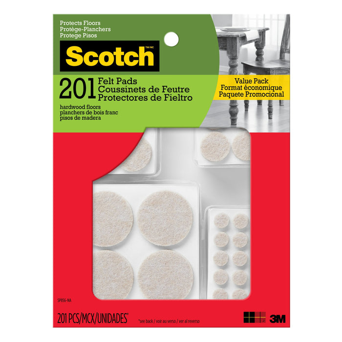 Scotch Felt Pads SP856-NA, Round, Beige Assorted 201/pk