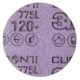 3M CubitronT II StikitT Film Disc 775L, 120+, 4 in x 1/2 in, Ninja, Linered