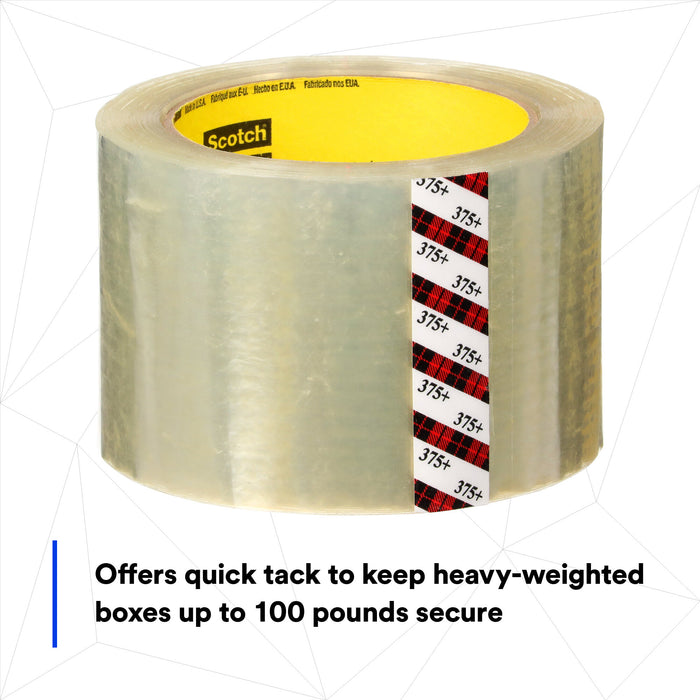 Scotch® High Tack Box Sealing Tape 375+, Clear, 72 mm x 50 m