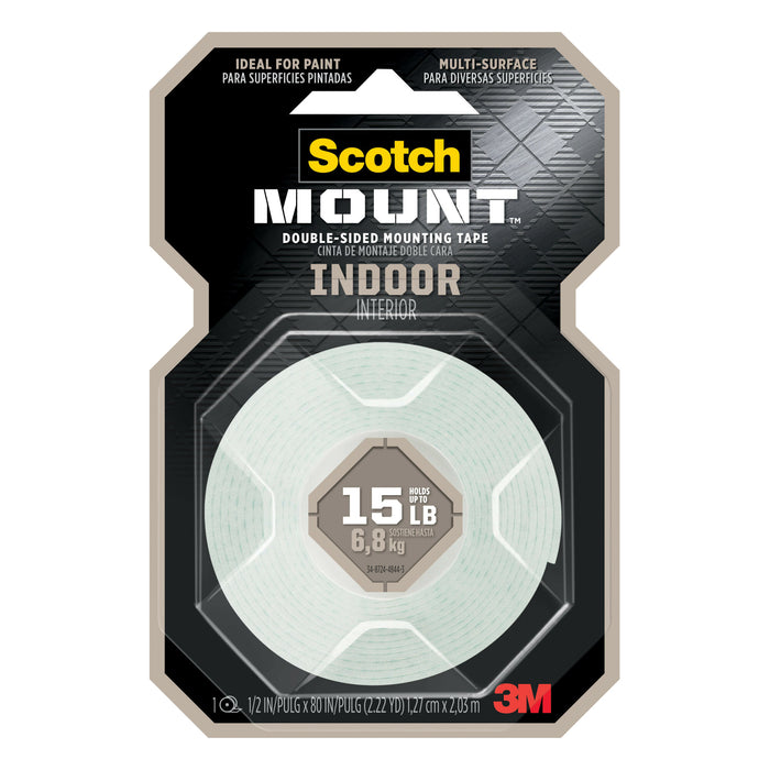 Scotch-Mount Indoor Double-Sided Mounting Tape 110H-DC, 1/2 in x 80 in