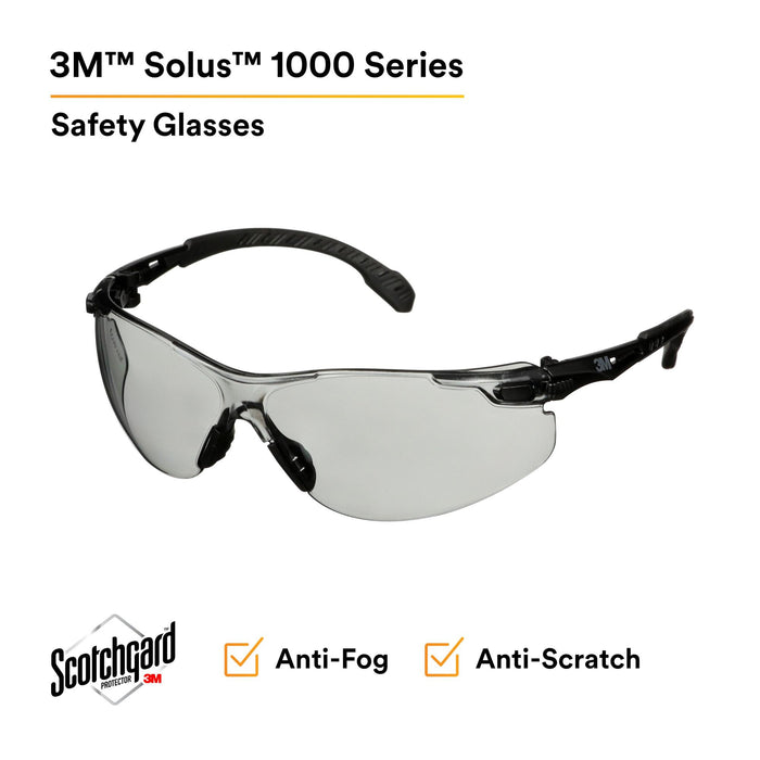 3M Solus 1000 Series, S1507SGAF, Black Temples, Scotchgard Anti-Fog Coating