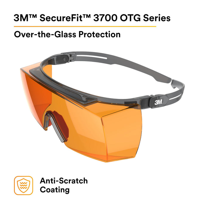 3M SecureFit 3700 Series SF3706AS-GRY, Gray Temples
