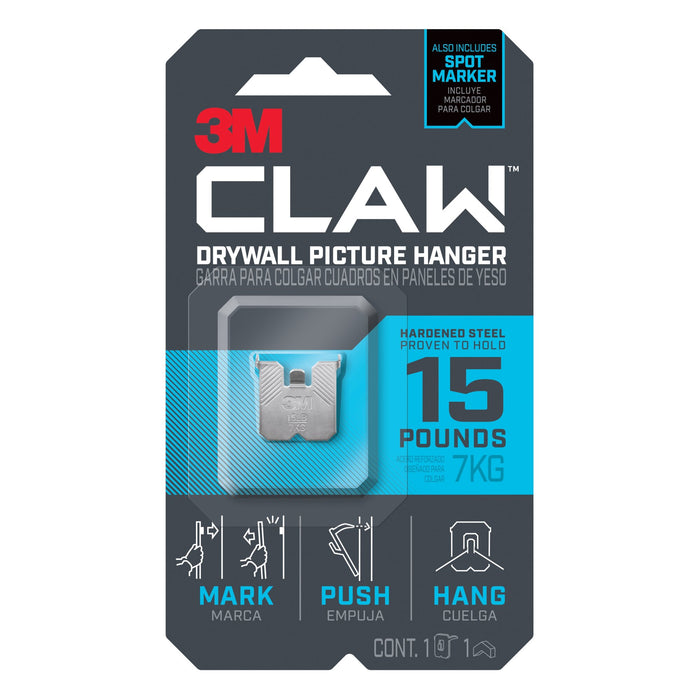 3M CLAW Drywall Picture Hanger 15 lb with Temporary Spot Marker 3PH15M-1EF