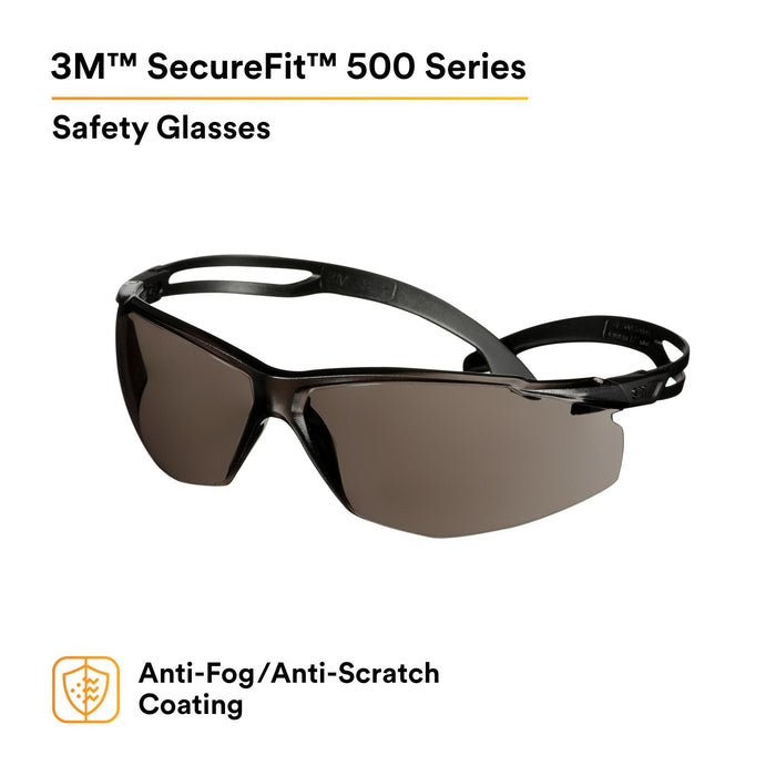 3M SecureFit 500 Series SF502AF-BLK, Black, Gray Anti-Fog/Anti-Scratch
Lens