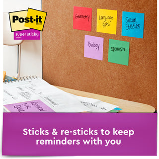 Post-it® Super Sticky Notes 654-5SSBE, 3 in x 3 in (76 mm x 76 mm)
