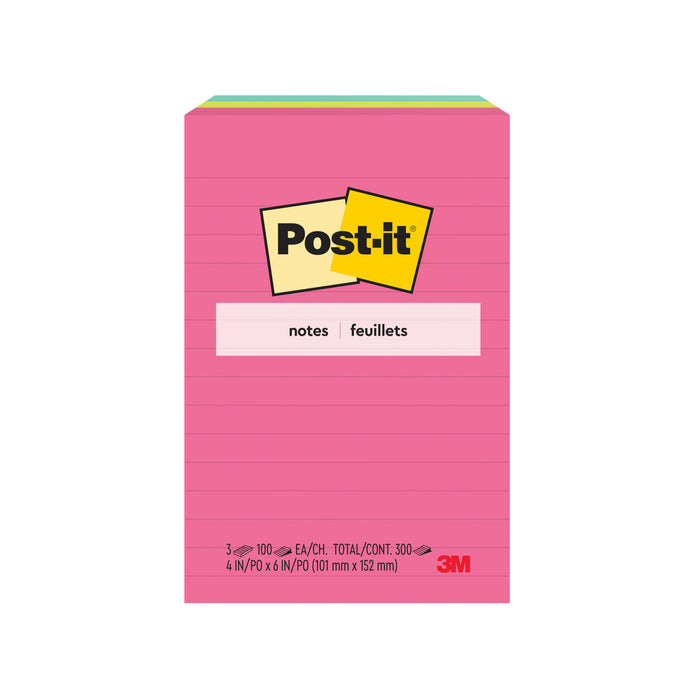 Post-it® Notes 660-3AN, 4 in x 6 in (101 mm x 152 mm), Cape Town Colours