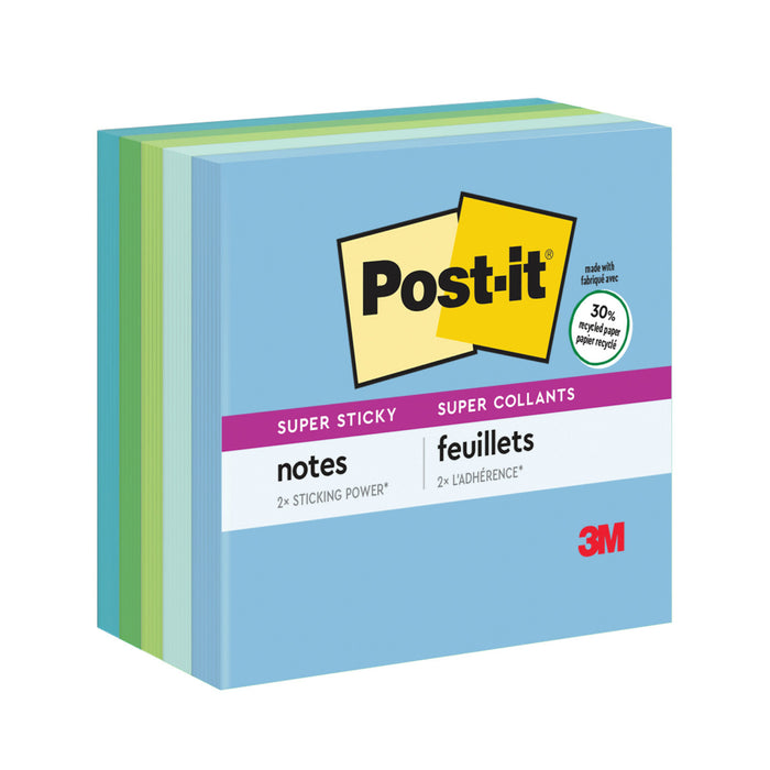 Post-it® Super Sticky Recycled Notes 654-5SST, 3 in x 3 in (76 mm x 76 mm)