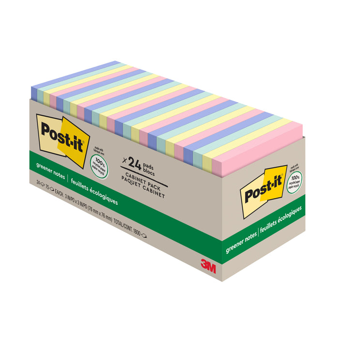 Post-it® Notes 654R-24CP-AP, 3 in x 3 in (76 mm x 76 mm)