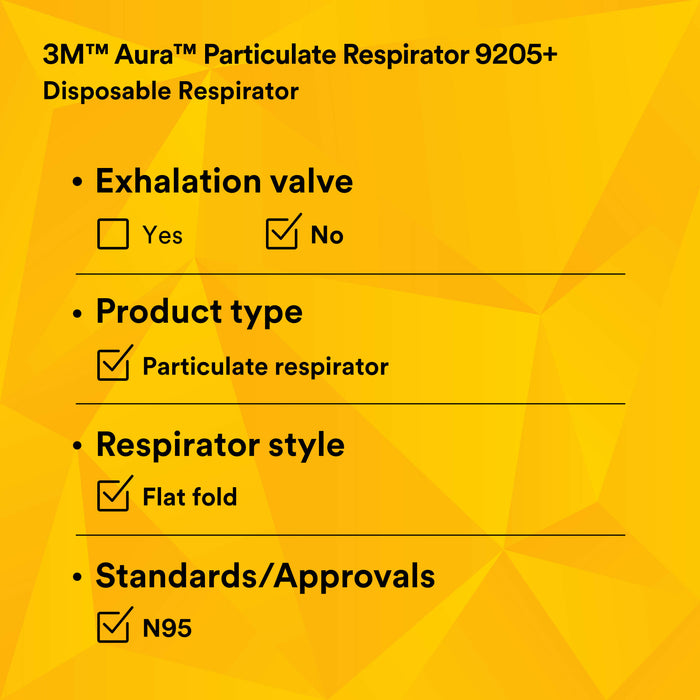 3M Aura Particulate Respirator 9205+, N95
