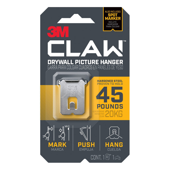 3M CLAW Drywall Picture Hanger 45 lb with Temporary Spot Marker 3PH45M-1ES