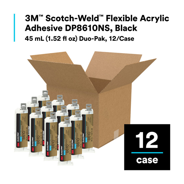 3M Scotch-Weld Flexible Acrylic Adhesive DP8610NS, Black, 45 mL Duo-Pak
