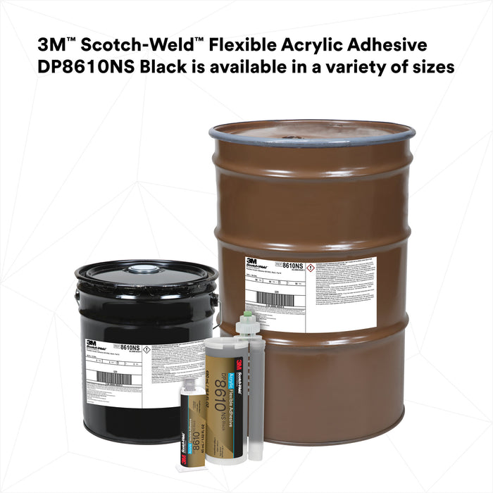 3M Scotch-Weld Flexible Acrylic Adhesive DP8610NS, Black, 45 mL Duo-Pak
