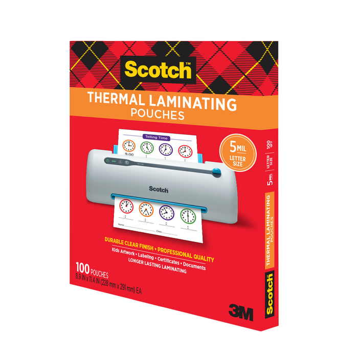 Scotch Thermal Pouches 5 mil TP5854-100, 8.9 in x 11.4 in (228 mm x 291 mm)