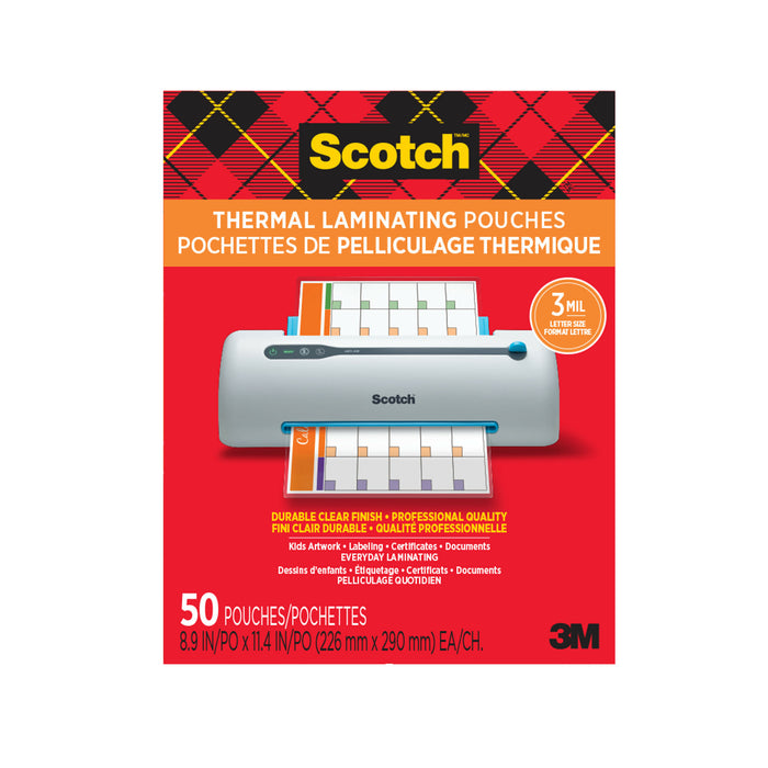 Scotch Thermal Pouches TP3854-50EF, 8.9 in x 11.4 in (228 mm x 291 mm)