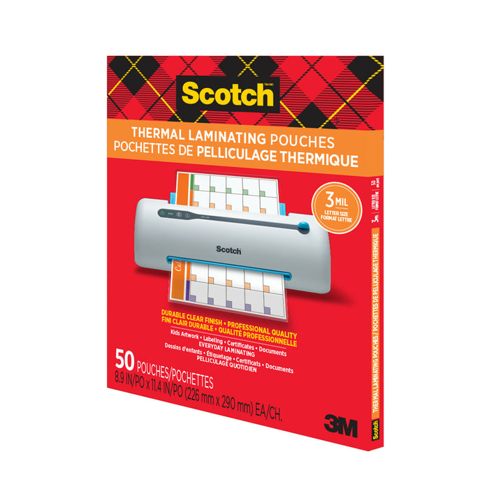 Scotch Thermal Pouches TP3854-50EF, 8.9 in x 11.4 in (228 mm x 291 mm)