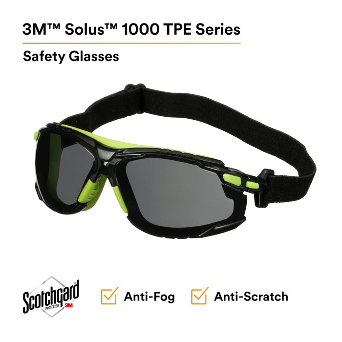 3M Solus 1000 Series, S1202SGAF-TSKT, Grn/Blk, Scotchgard Anti-Fog Coating