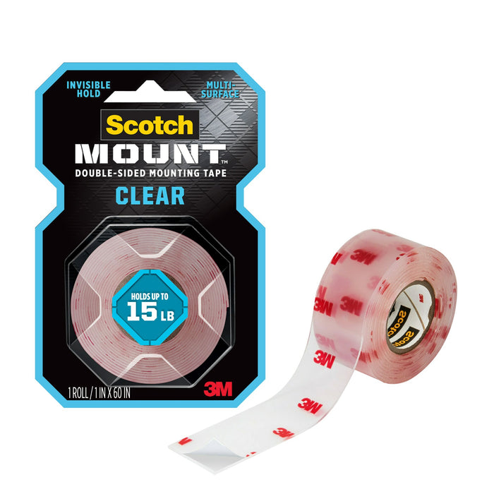 Scotch-Mount Clear Double-Sided Mounting Tape 410H-DC, 1 in x 60 in