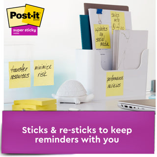 Post-it® Super Sticky Notes 654-24SSCY, 3 in x 3 in (76 mm x 76 mm)