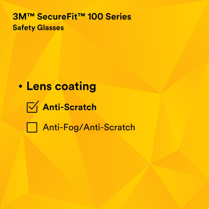 3M SecureFit 100 Series SF101AS-BLK, Black Temples, Clear Anti-Scratch Lens