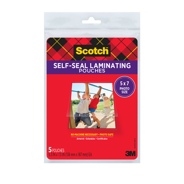 PL905-SR Scotch  Self-Sealing Laminating Pouches, 5.3 in x 7.3 in