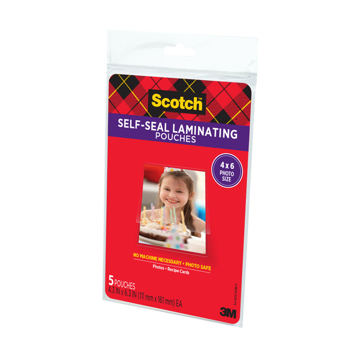 PL900G-SR Scotch  Self-Sealing Laminating Pouches 4.3 in x 6.3 in