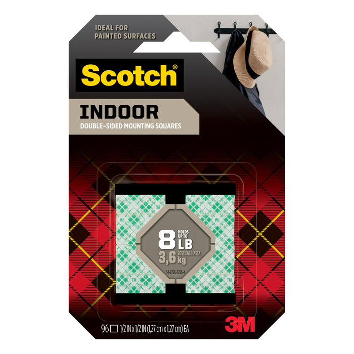 Scotch® Indoor Double-Sided Mounting Squares 111S-SQSML-96, 0.5 in x 0.5 in