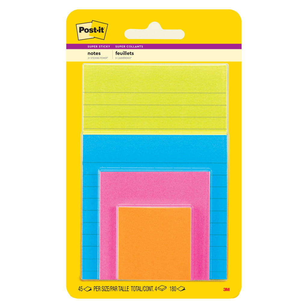 Post-it® Super Sticky Notes 4622-SSAU, Multi Sizes, Energy Boost – EIO.com