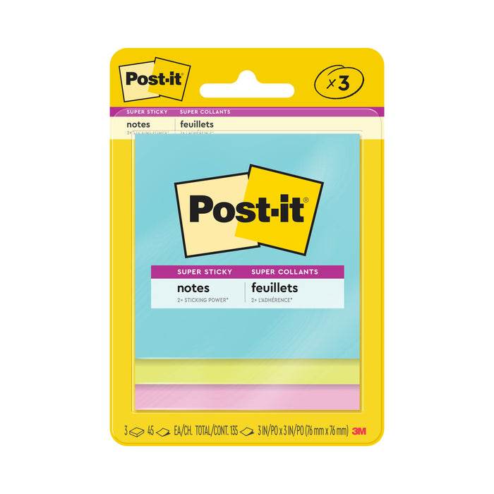 Post-it® Super Sticky Notes 3321-SSMIA, 3 in x 3 in (76 mm x 76 mm)