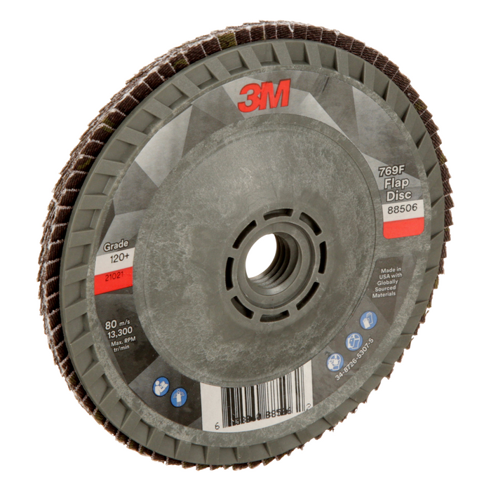 3M Flap Disc 769F, 120+, T29 Quick Change, 4-1/2 in x 5/8 in-11