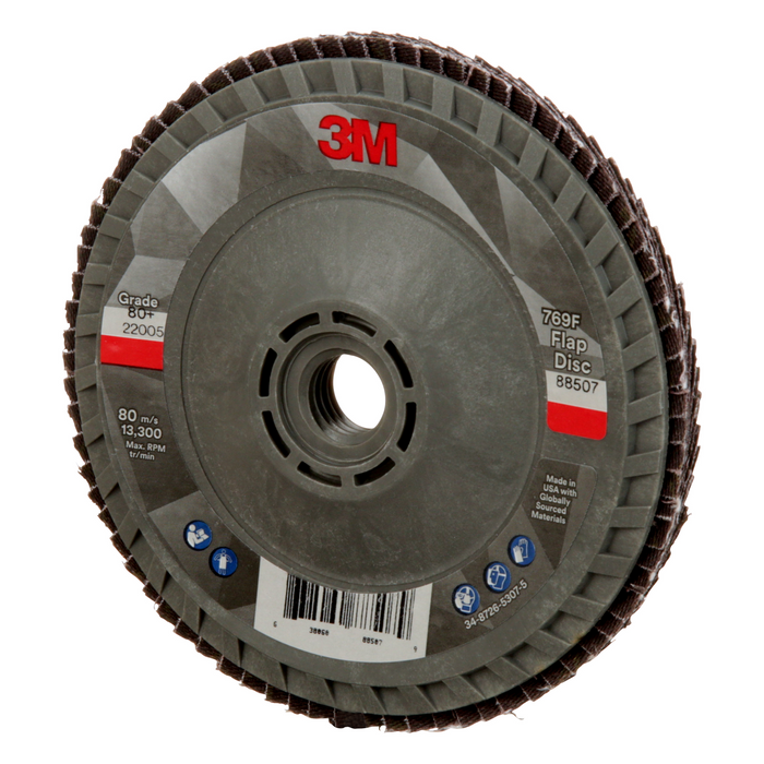 3M Flap Disc 769F, 80+, T29 Quick Change, 4-1/2 in x 5/8 in-11