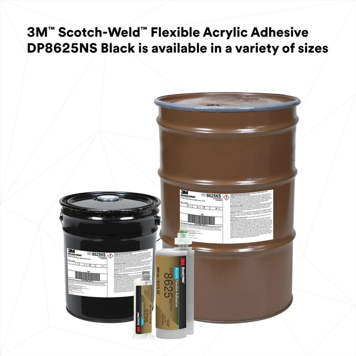 3M Scotch-Weld Flexible Acrylic Adhesive DP8625NS, Black, 490 mL Duo-Pak