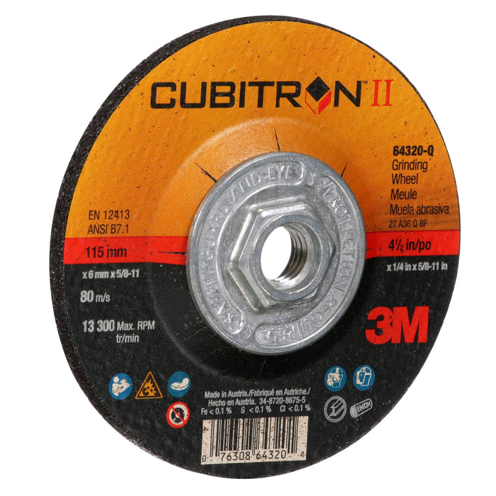 3M Cubitron II Depressed Center Grinding Wheel, 64320, Quick Change,
T27