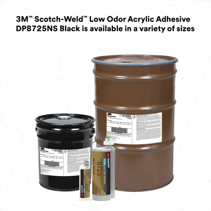 3M Scotch-Weld Low Odor Acrylic Adhesive DP8725NS, Black, 45 mL Duo- Pak