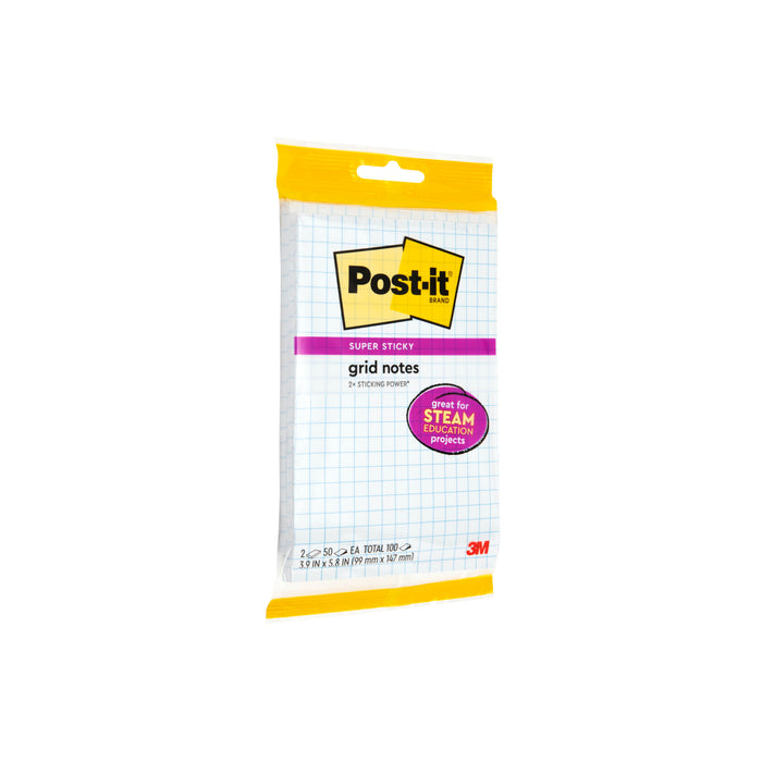 Post-it® Super Sticky Notes 4621-SS2GRID, 3.9 in x 5.8 in (99 mm x 147 mm)