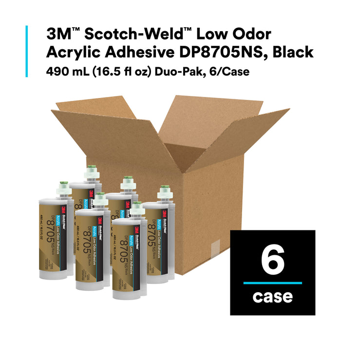 3M Scotch-Weld Low Odor Acrylic Adhesive DP8705NS, Black, 490 mLDuo-Pak