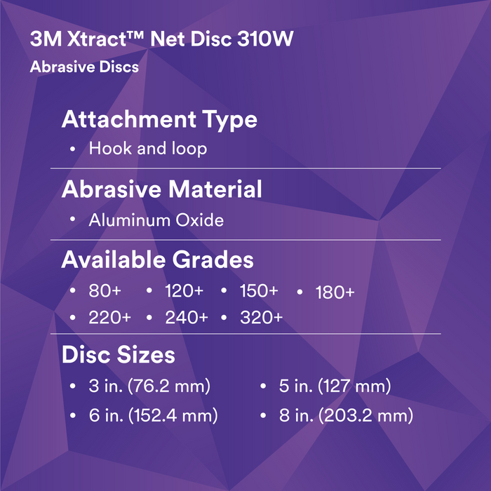 3M Xtract Net Disc 310W, 320+, 5 in x NH, Die 500X, 50/Carton