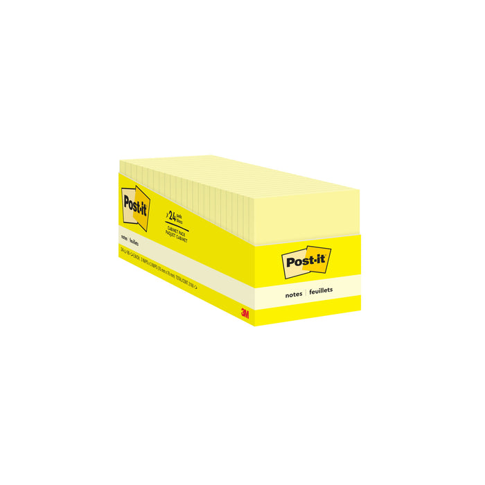 Post-it® Notes 654-24CP, 3 in x 3 in (76 mm x 76 mm), Canary Yellow