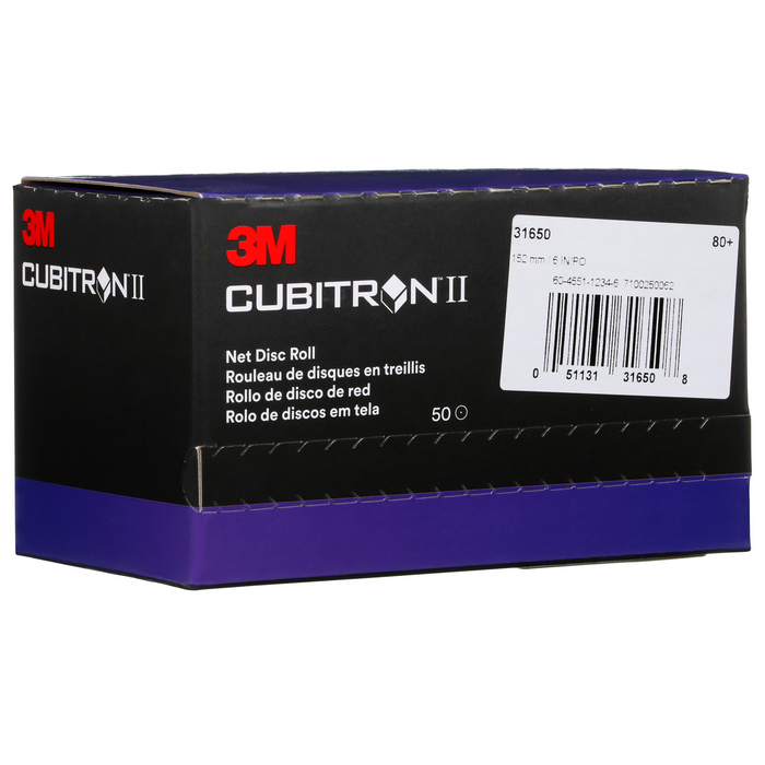 3M Cubitron II Net Disc Roll 31650, 80+, 6 in, 50 Discs/Roll