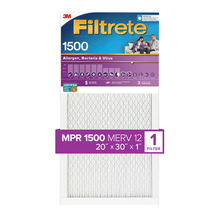 Filtrete High Performance Air Filter 1500 MPR 2022-4, 20 in x 30 in x 1 in