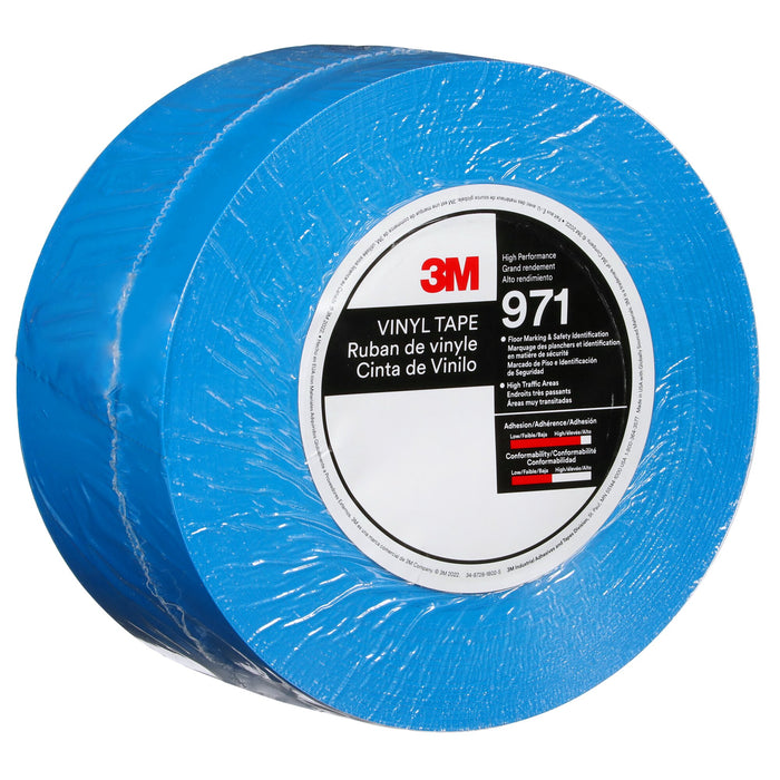 3M Durable Floor Marking Tape 971, Blue, 3 in x 36 yd, 17 mil