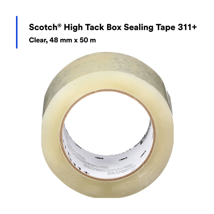 Scotch® High Tack Box Sealing Tape 311+, Clear, 72 mm x 100 m —