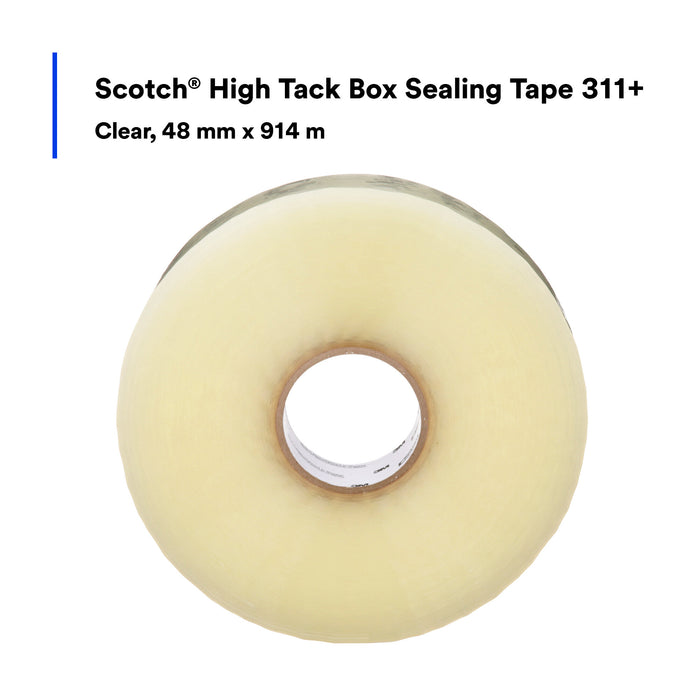 Scotch® High Tack Box Sealing Tape 311+, Clear, 48 mm x 914 m