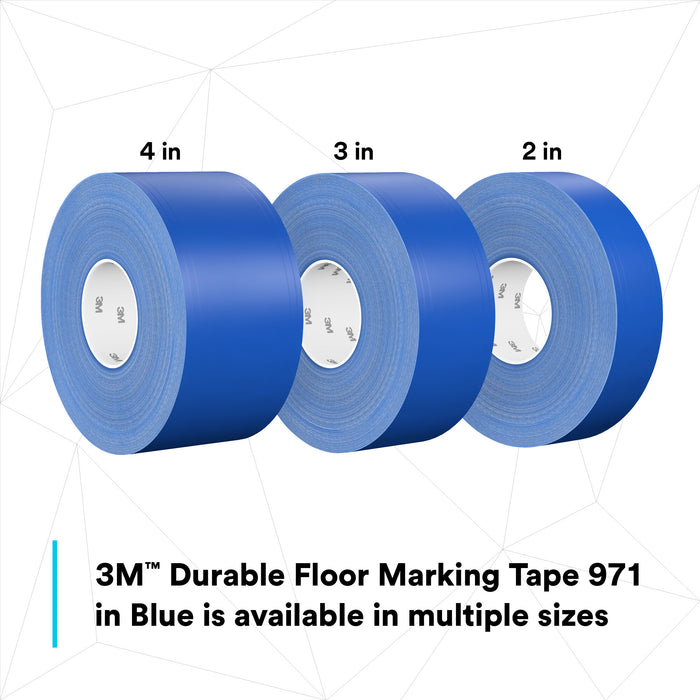 3M Durable Floor Marking Tape 971, Blue, 4 in x 36 yd, 17 mil, 3 Rolls/Case