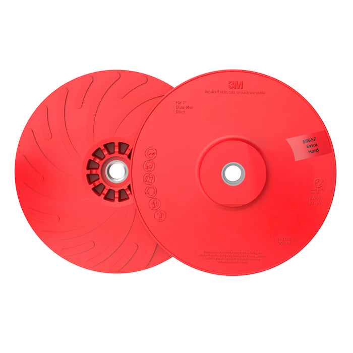 3M Disc Back-up Pad Ribbed, 88657, Extra Hard, Red, 7 in, One Piece