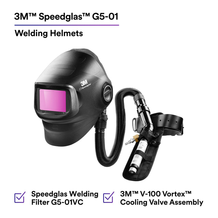 3M Speedglas Heavy-Duty Welding Helmet G5-01 w 3M V-100 Vortex Cooling Valve