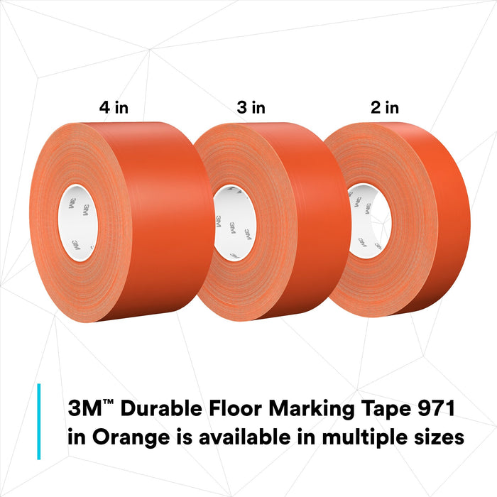 3M Durable Floor Marking Tape 971, Orange, 3 in x 36 yd, 17 mil, 4 Rolls/Case